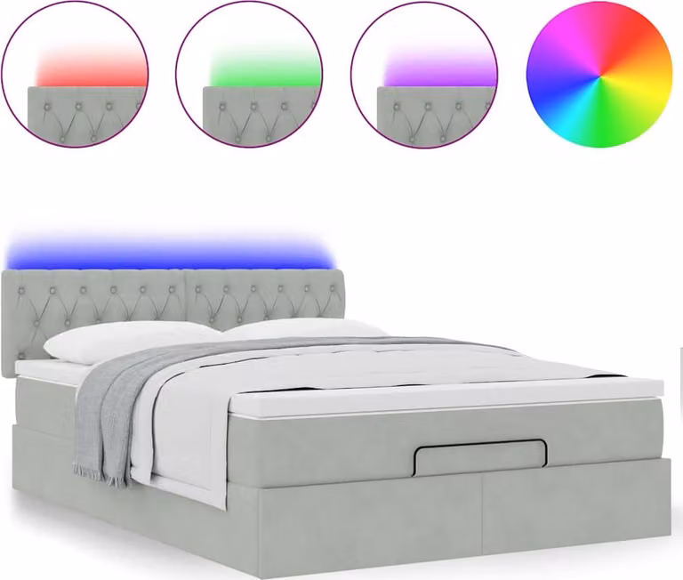Struttura Letto Pouf con Materasso 140x190 cm Velluto