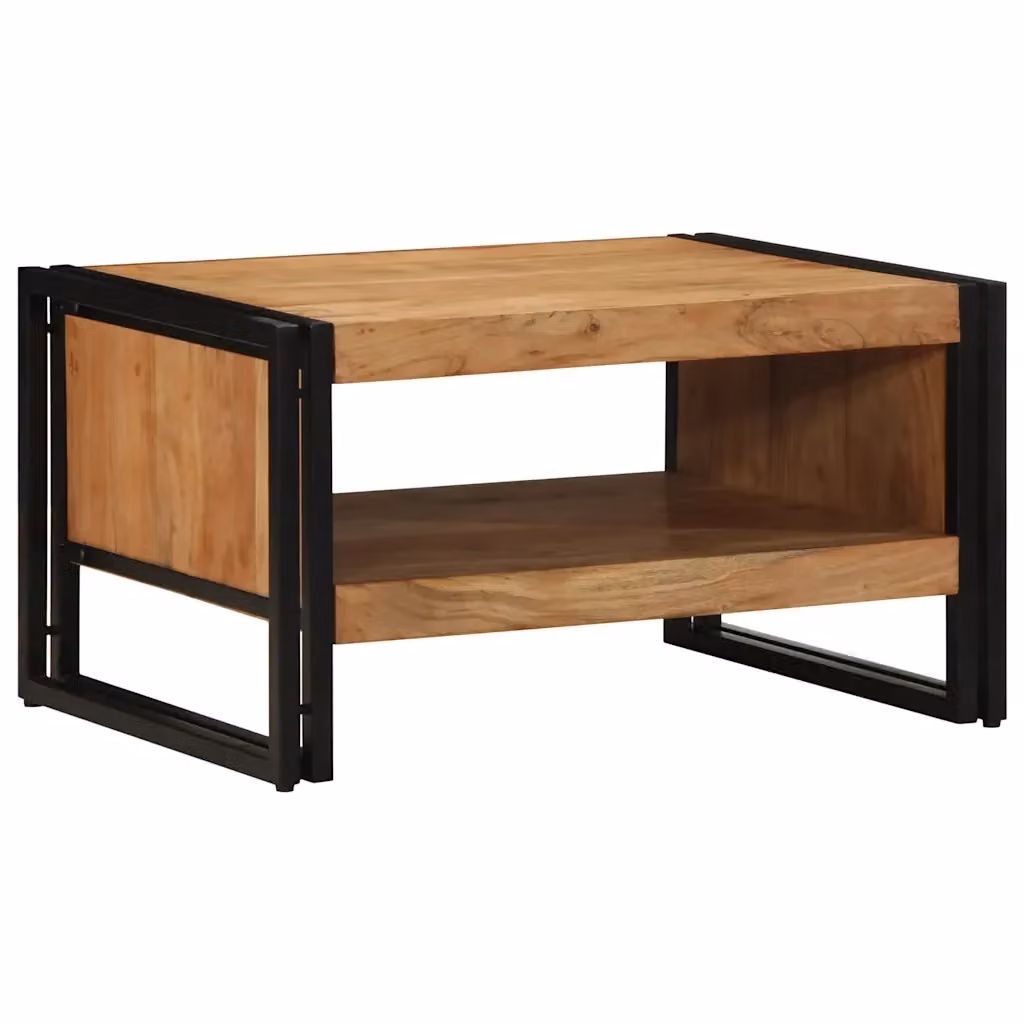 Tavolino da salotto rettangolare vidaXL in legno di acacia e metallo marrone L: 60 cm, P: 50 cm, H: 38 cm – 2