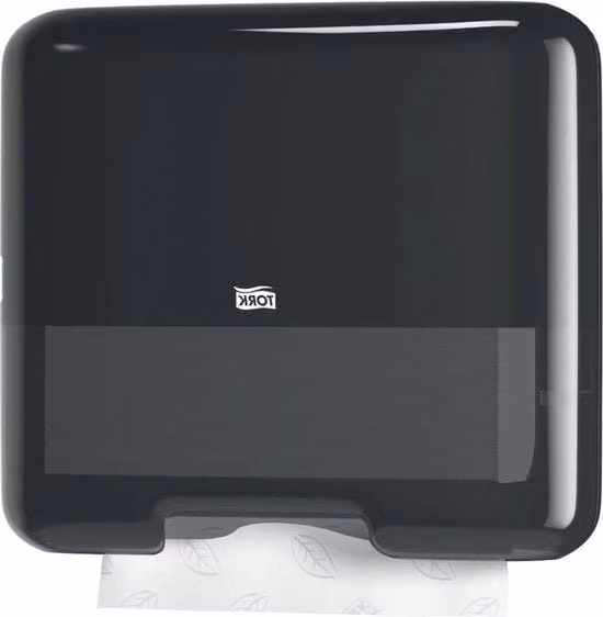 Dispensatore mini per asciugamani piegati Tork nero, da parete, in plastica, L: 29,1 cm, P: 13,5 cm, H: 33,2 cm