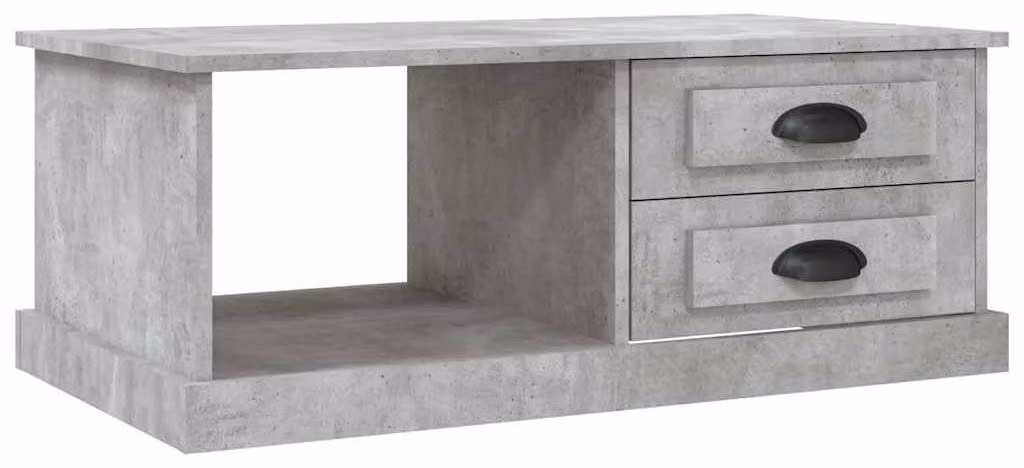 Tavolino con due cassetti, color grigio cemento