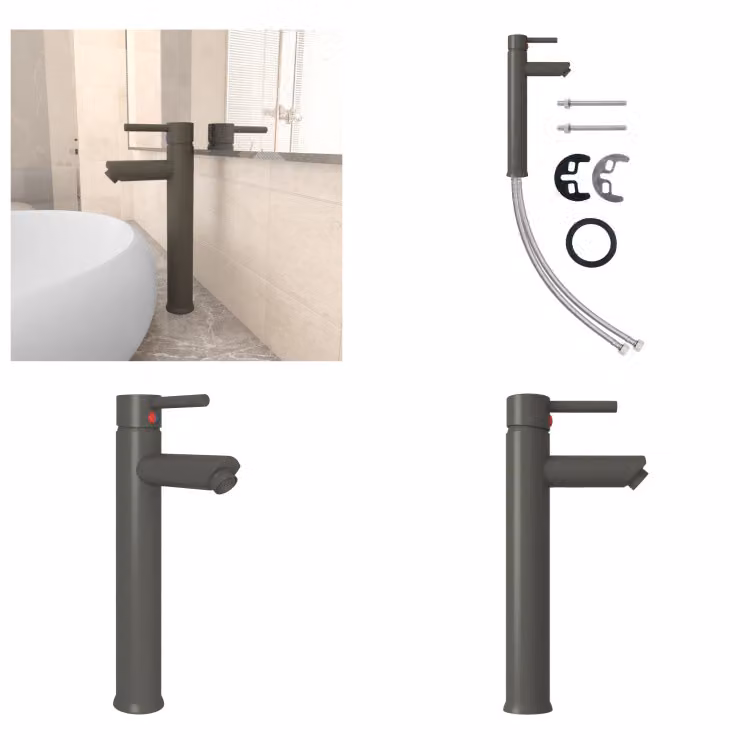 vidaXL Miscelatore per bagno grigio 12x30 cm - Miscelatore per lavabo - Miscelatori per lavabo - Rubinetto - Rubinetti