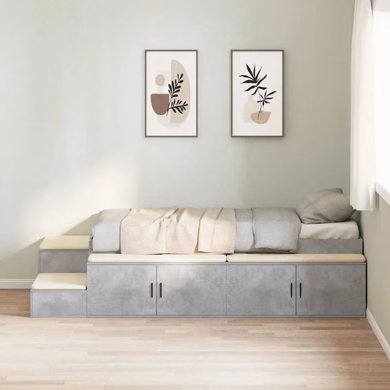 Struttura letto con contenitore a sollevamento vidaXL in legno, Grigio, 90 x 200 cm