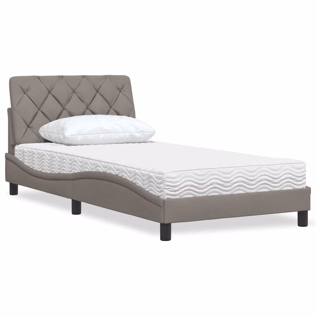 vidaXL Letto con Materasso Tortora 100x200 cm in Tessuto
