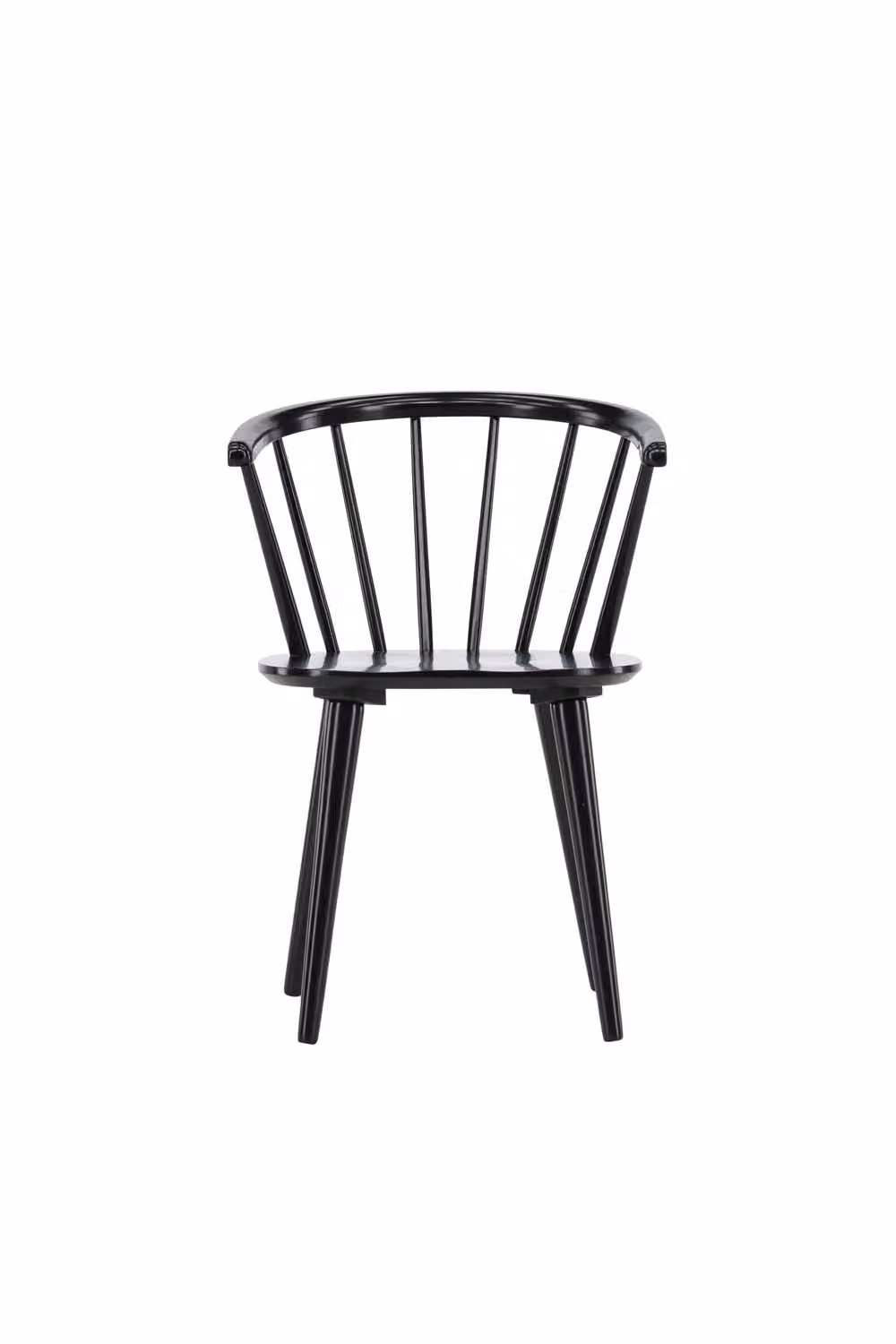 Sedia da pranzo Bobby con braccioli in legno nero.