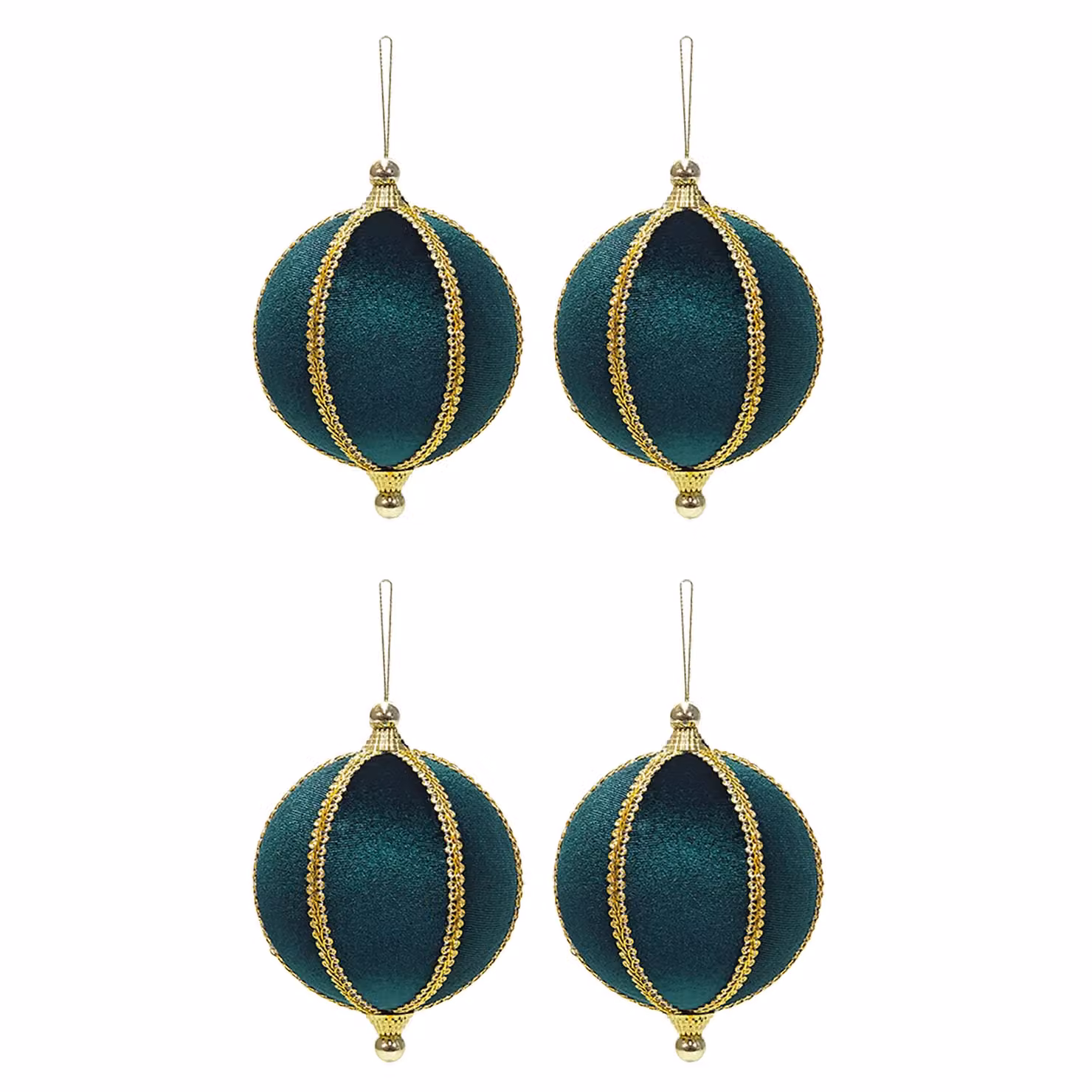 Set di 4 palline di Natale Vestiamo Casa verdi con finiture oro, infrangibili, diametro: 10 cm – 1