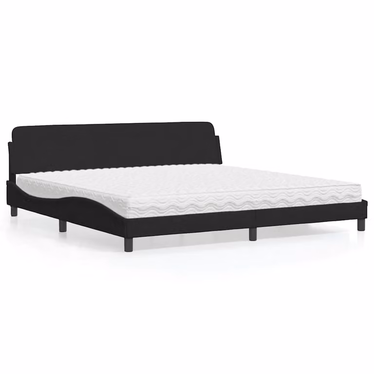Letto con Materasso Dover vidaXL in Velluto Nero 200x200 cm