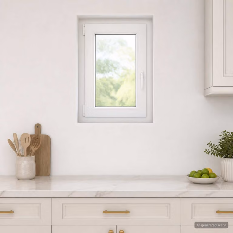 Finestra per seminterrato a battente vidaXL in plastica bianca con vetro trasparente L 80 cm x H 50 cm x P 6 cm