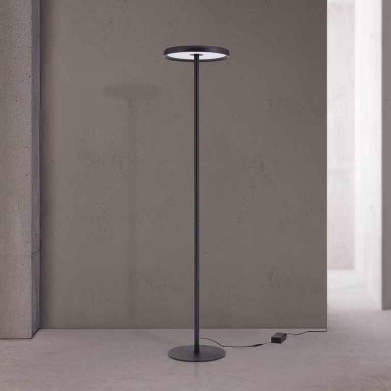ORION Lampada da terra con luce lettura KANT, dimmerabile, Nero, Soggiorno / Sala da pranzo, Moderno, Lampada da terra