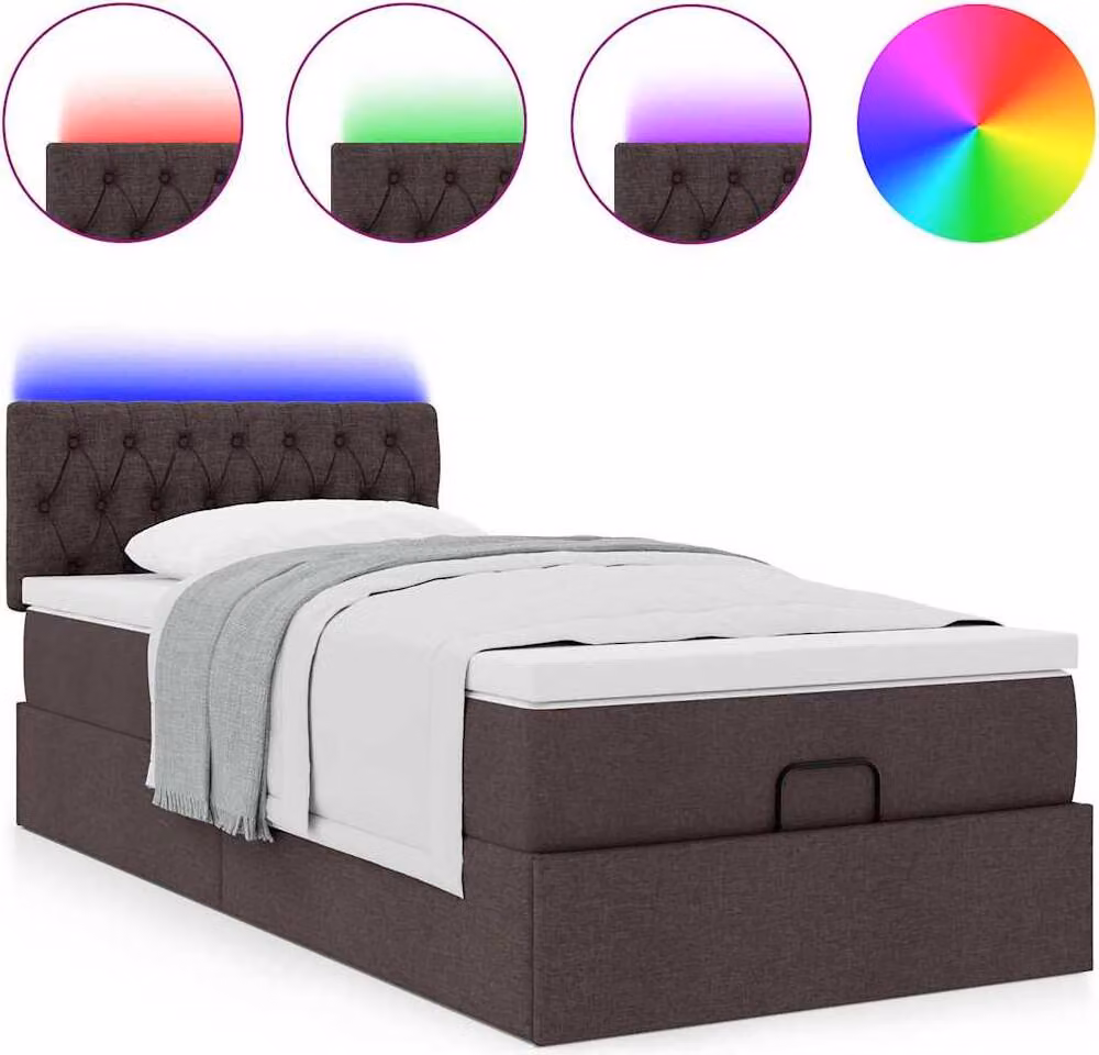 Struttura Letto Pouf con Materasso 90x190 cm in Tessuto