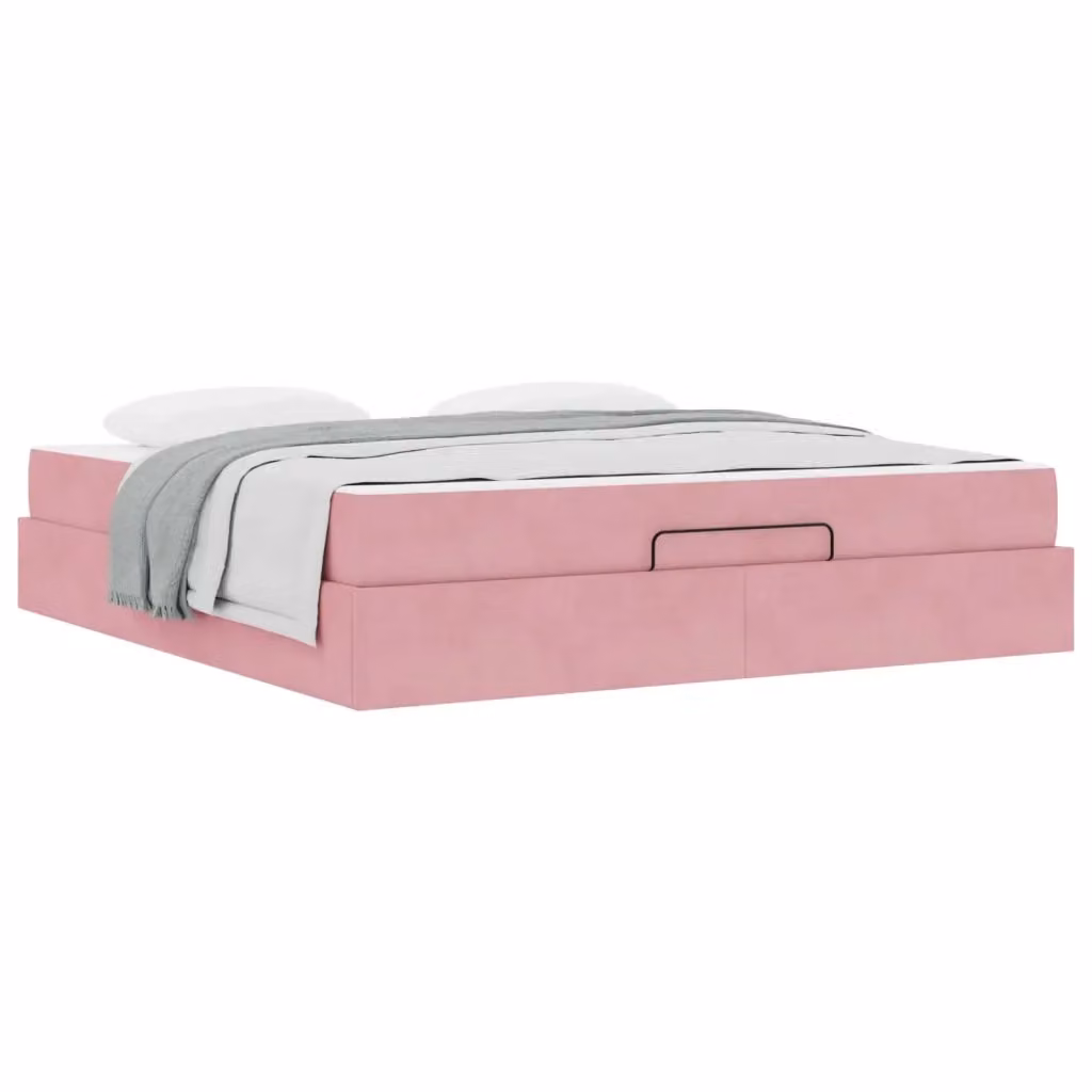 Letto matrimoniale con struttura in velluto rosa e 2 materassi in schiuma vidaXL L: 180 cm, P: 200 cm, H: 203 cm – 2