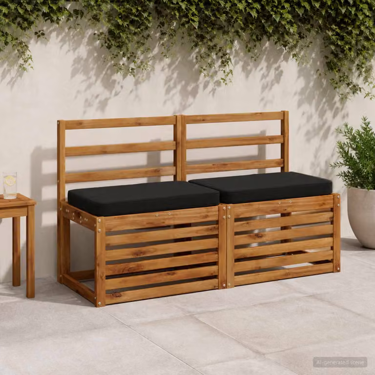 Set di 2 cuscini per panchina vidaXL in poliestere nero con rivestimento rimovibile e resistente ai raggi UV