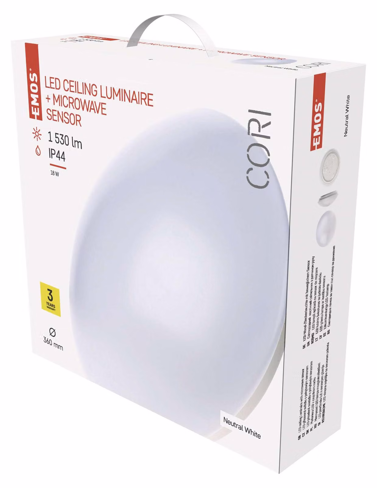 EMOS Apparecchio LED CORI 36 cm, 18 W, bianco neutro, con sensore di movimento, IP44, ZM3412