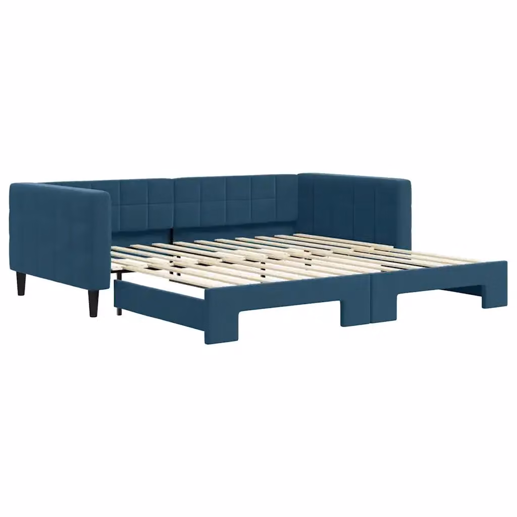 Divano Letto con Letto Estraibile vidaXL in Velluto Blu con Struttura in Legno e Metallo L/P/H: 223 x 110 x 68 cm, Letto Estraibile 100 x 200 cm – 2