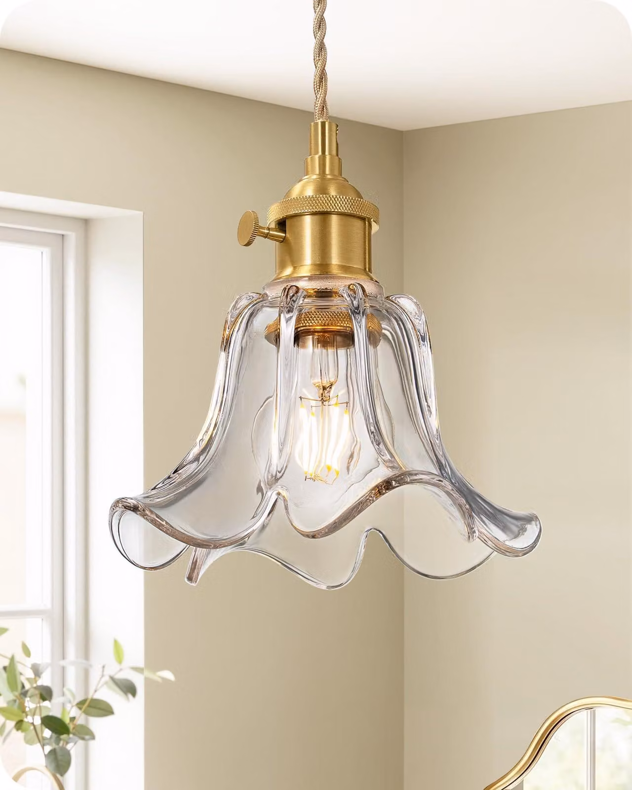 Lampada a sospensione in stile Art Déco, in vetro, con altezza regolabile, attacco E27, 60 W, colore verde