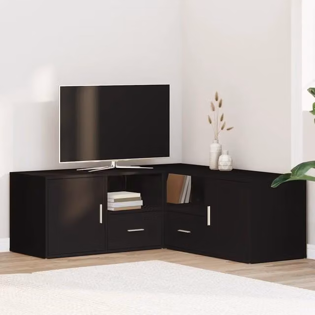 Mobile Angolare Nero 200x40x45 cm in Truciolato 3307829