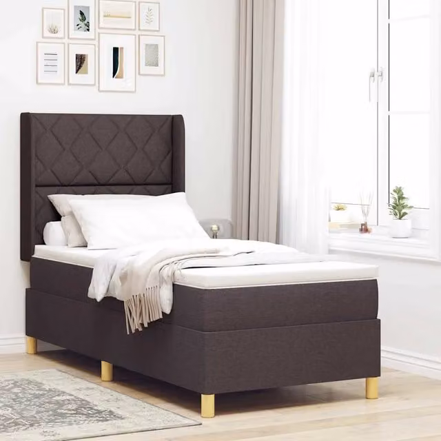 Letto a molle vidaXL con strisce LED e porta USB, colore marrone, L/P: 100 x 200 cm