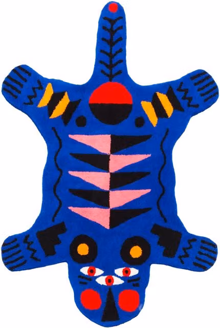 Tappeto Qeeboo Blue Panther Blu con motivo animale e design moderno in poliacrilico L: 200 cm, P: 128 cm