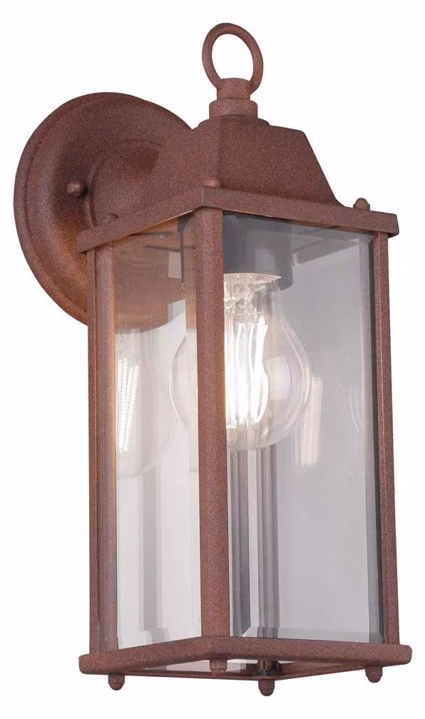 Lampada da parete esterna Olona, alluminio color ruggine, vetro trasparente, 1 attacco E27