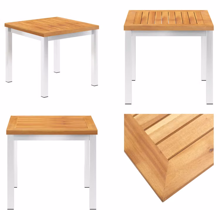 vidaXL Tavolino da giardino 45x45x38 cm in legno massiccio acacia acciaio inox - Tavolino - Tavolini - Tavolo da giardino - Tavoli da giardino