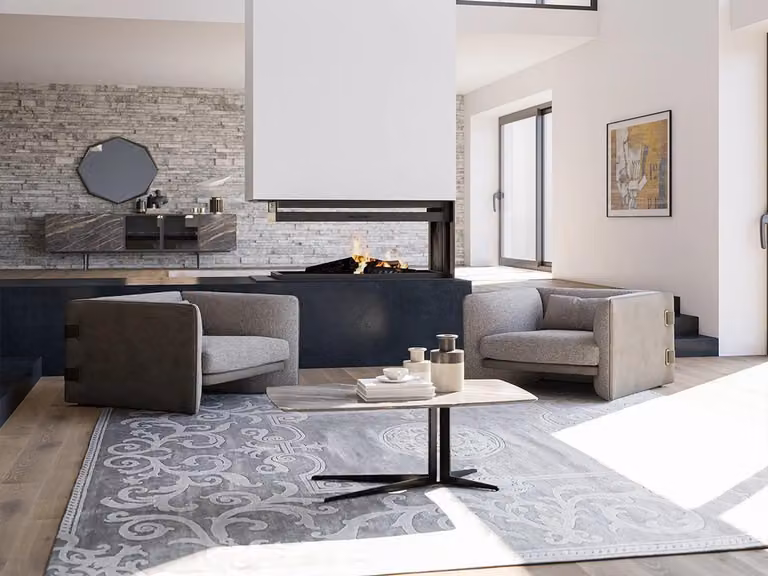 Luxus 2x Sessel Polstermöbel Wohnzimmer Einrichtung Modern Couchtisch