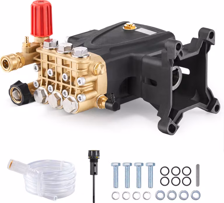 SucceBuy pompa per idropulitrice, 4000 PSI, 4,0 GPM, albero da 1 pollice, stantuffo triplex orizzontale, kit di ricambio con hardware per Simpson, Santoprene