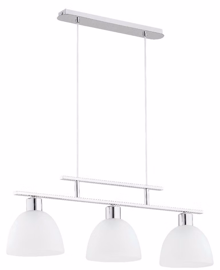 Lampada a sospensione SONATA cromata bianca 3xE27x15W in metallo, dimensioni: 82x22x85 cm, IP20, Alfa