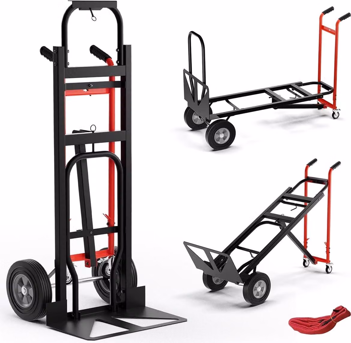 Carrello a mano convertibile 3 in 1, capacità 450 kg, struttura in metallo