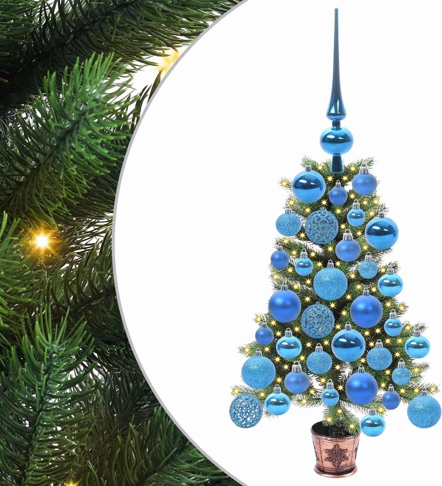 Albero di Natale con 150 LED con supporto Verde 65 cm PE