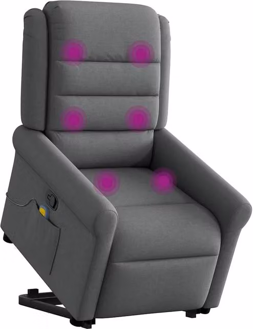 Poltrona | Sedia Relax Alzapersona Massaggi Reclinabile Grigio Scuro Tessuto