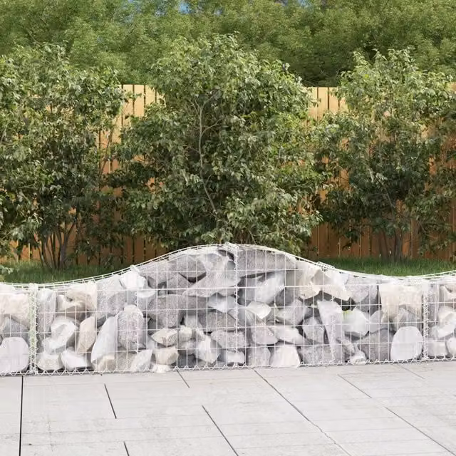 Cesti Gabbioni ad Arco 9 pz 200x30x40/60 cm Ferro Zincato 3145374
