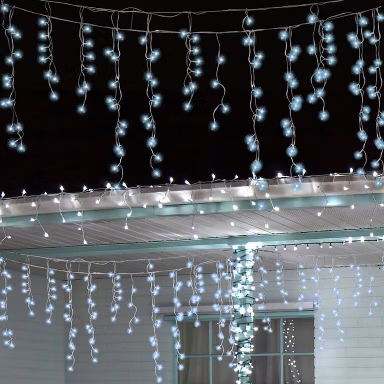 Jopassy 15M 400 LED luci fiabesche LED pioggia di ghiaccio nevicata luci di Natale tenda luminosa IP44 8 modalità con spina all'aperto indoor Halloween Natale festa di nozze decorazione bianco freddo