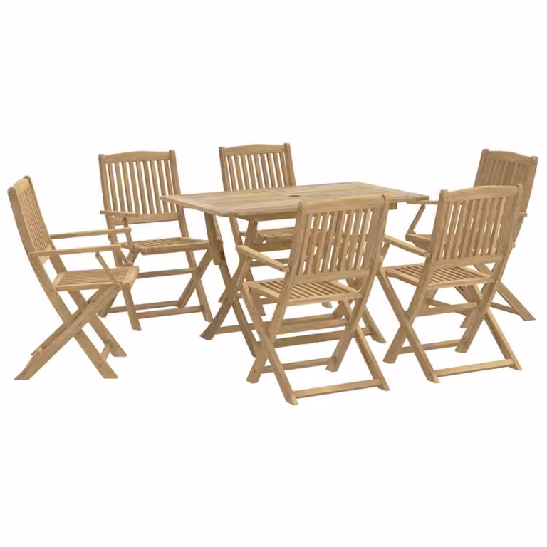 Set da Pranzo da Giardino 7 pz in Legno Massello di Acacia