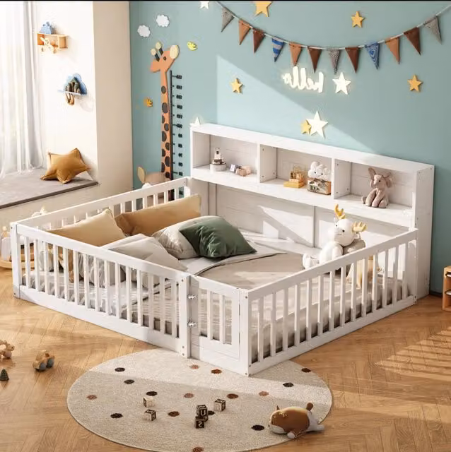 Letto da giorno 140x200 cm; con sponde e vano contenitore; legno di pino e MDF; bianco (Senza materasso)