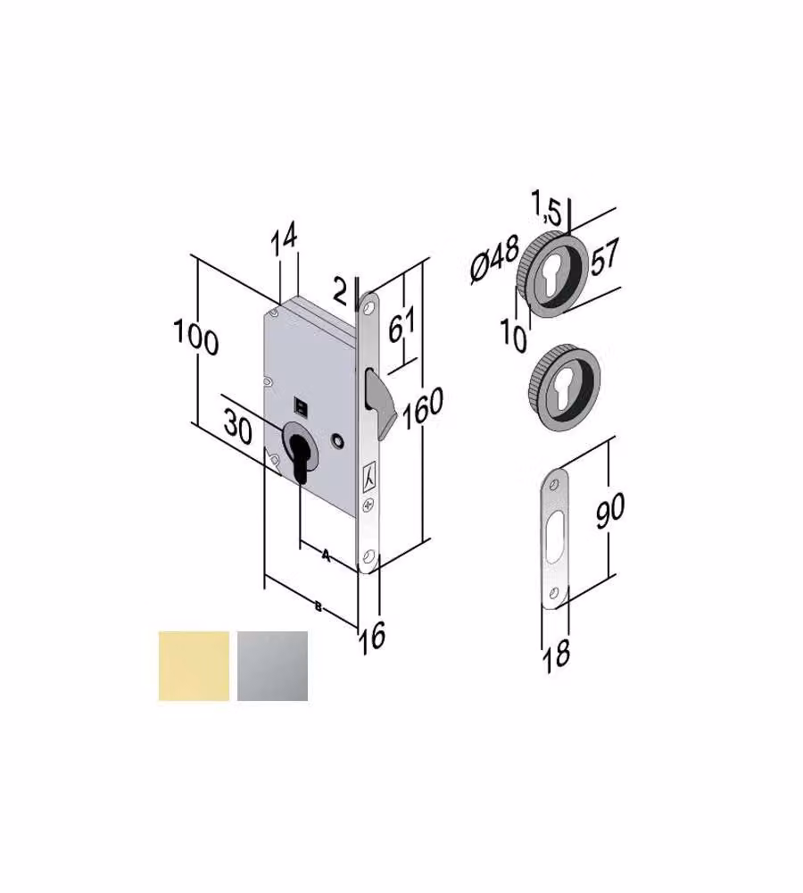 Serratura Inf.Legno Scorrevoli E50 Yale Cs Boy Gb