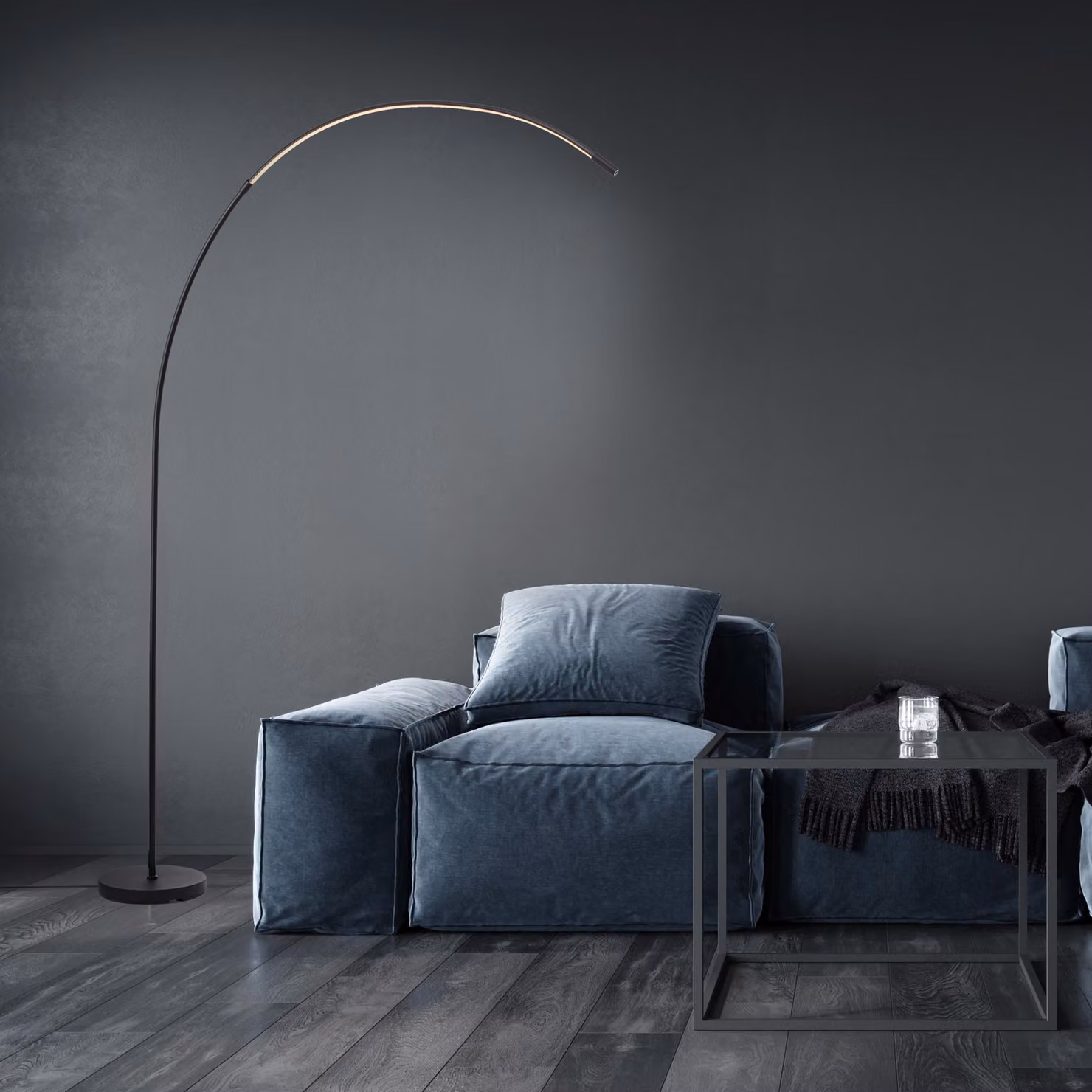 Lampada ad arco LED, 170 cm, 1300 lm, 3000-6500 K, dimmerabile, CCT, nero