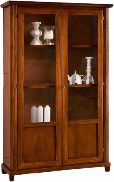 Vetrina classica in legno 2 porte noce chiaro 120x40x189