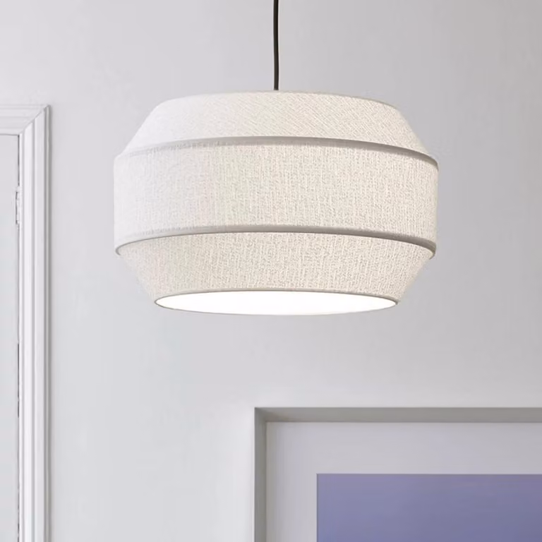 MARKET SET Lampada a sospensione Cosiness, dimmerabile, Bianco / Opale, Soggiorno / Sala da pranzo, Tessuto / Stoffa / Seta, Design, Lampada a sospensione