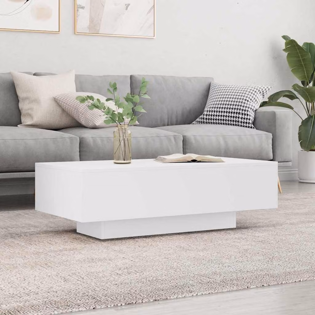 vidaXL Tavolino da Salotto Moderno Bianco in Legno e MDF L: 100 cm, P: 49,5 cm, H: 31 cm