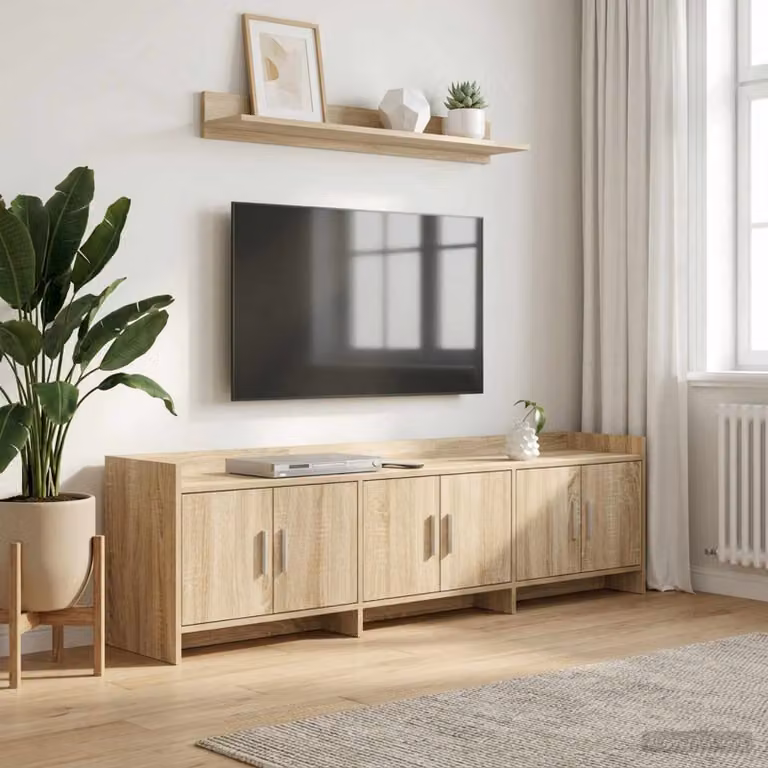 Mobile TV vidaXL moderno in legno ingegnerizzato e metallo, colore marrone, L: 168 cm, P: 33 cm, H: 47 cm