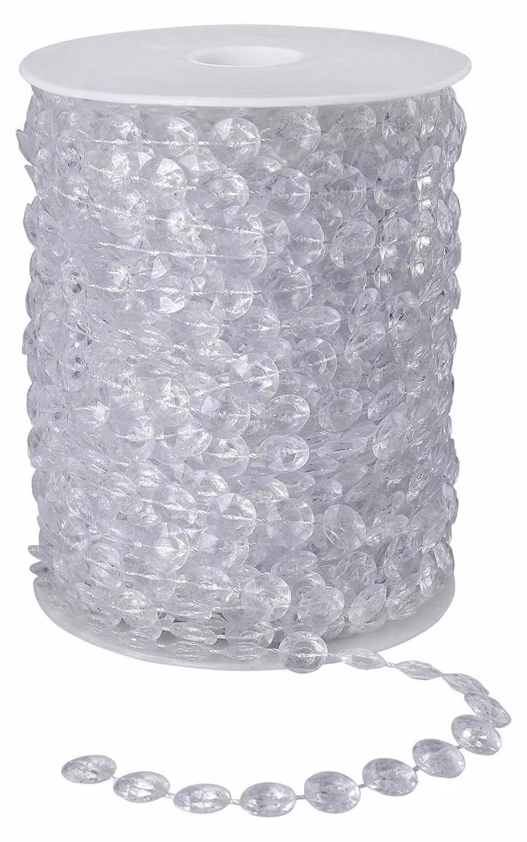 Collana di perline in cristallo acrilico, trasparenti, lunghezza 30 metri, per decorazioni