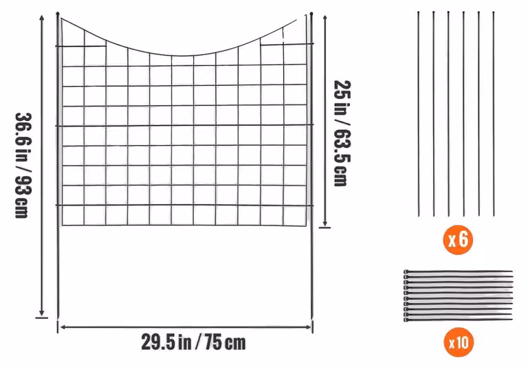 Recinzione da giardino, struttura in metallo, installazione semplice, dimensioni 98 x 75 cm, confezione da 5 pezzi