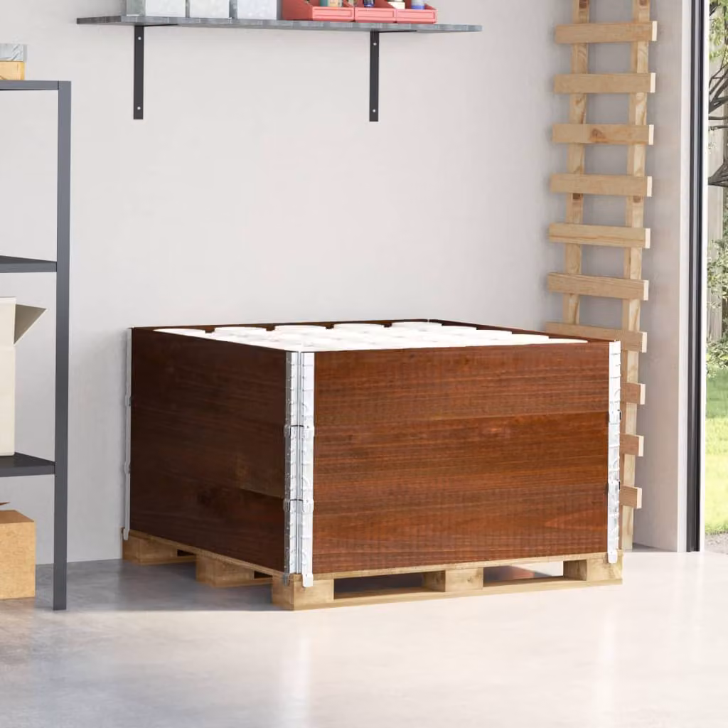 Set di 3 pareti per pallet vidaXL in legno massello di pino, colore marrone, 100x100 cm