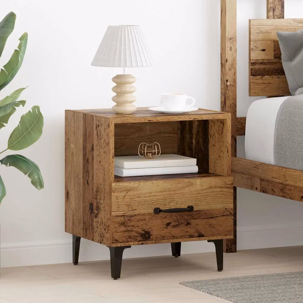 vidaXL Armadio da Notte in Legno Rustico Marrone L: 40 cm, P: 35 cm, H: 47,5 cm