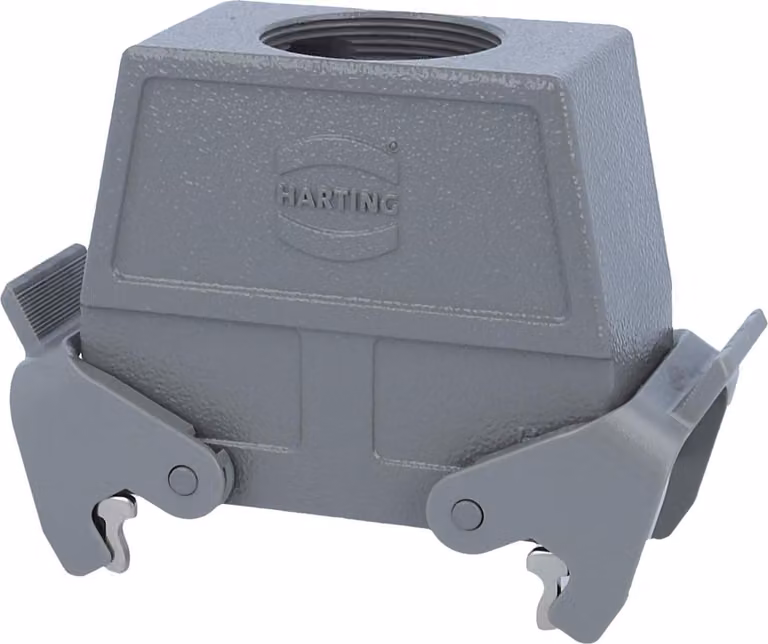 HARTING Han 16B Contenitore con manicotto alto, 1xM40 uscita cavo diritta, con 2 staffe trasversali Vite M40 Area di serraggio 19,0 mm -