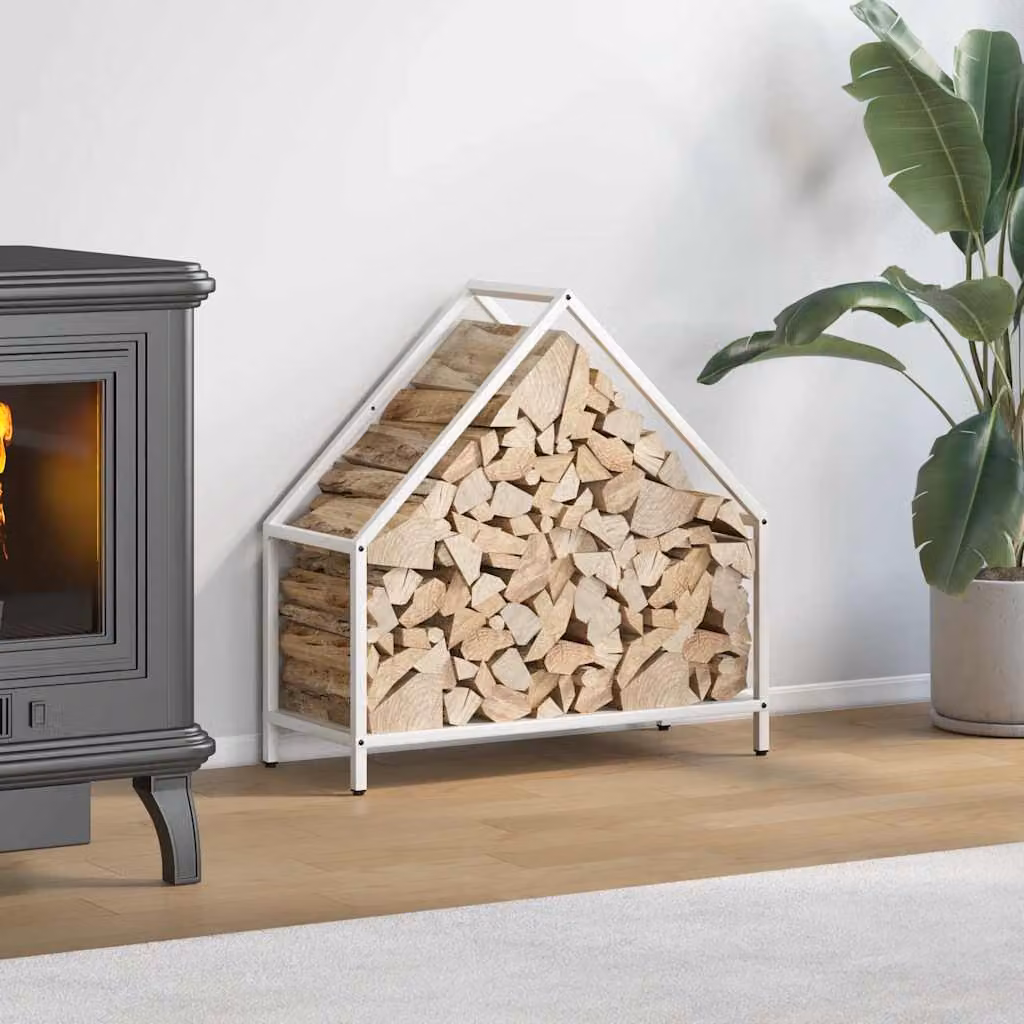 Rastrelliera per legna da ardere vidaXL bianca L 60 cm x P 25 cm x H 60 cm