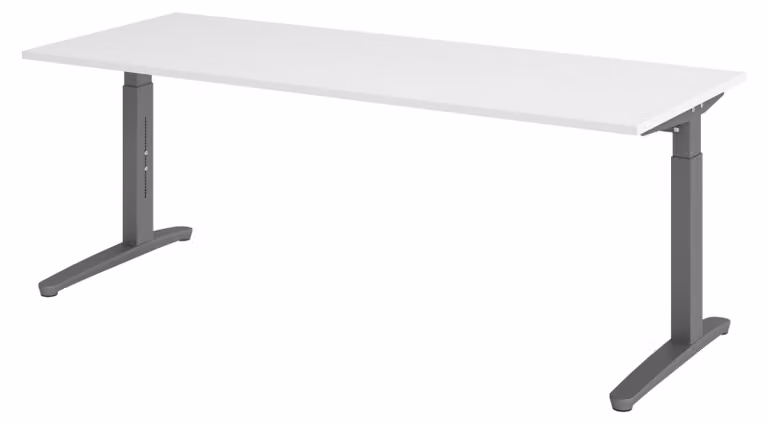 Scrivania bümö Serie XB - Finitura: bianco, struttura: grafite, dimensioni: 200 x 80 cm