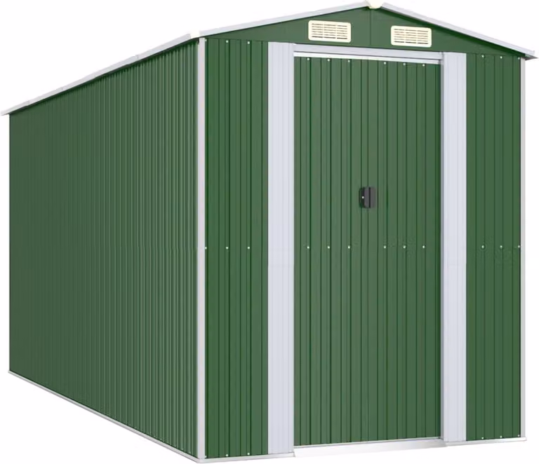Capanno da Giardino Verde 192x440x223 cm Acciaio Zincato