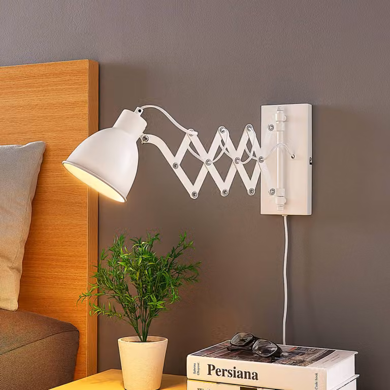 Applique da parete Merle Lindby, Bianco / Opale, Camera da letto, Metallo, Moderno, Applique