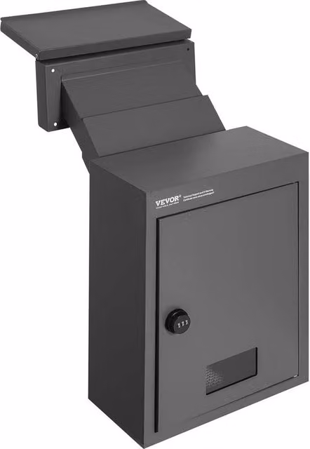 Cassetta per lettere da montaggio murale in acciaio nero con chiusura combinata L 32 cm, H 43 cm, P 15,8 cm