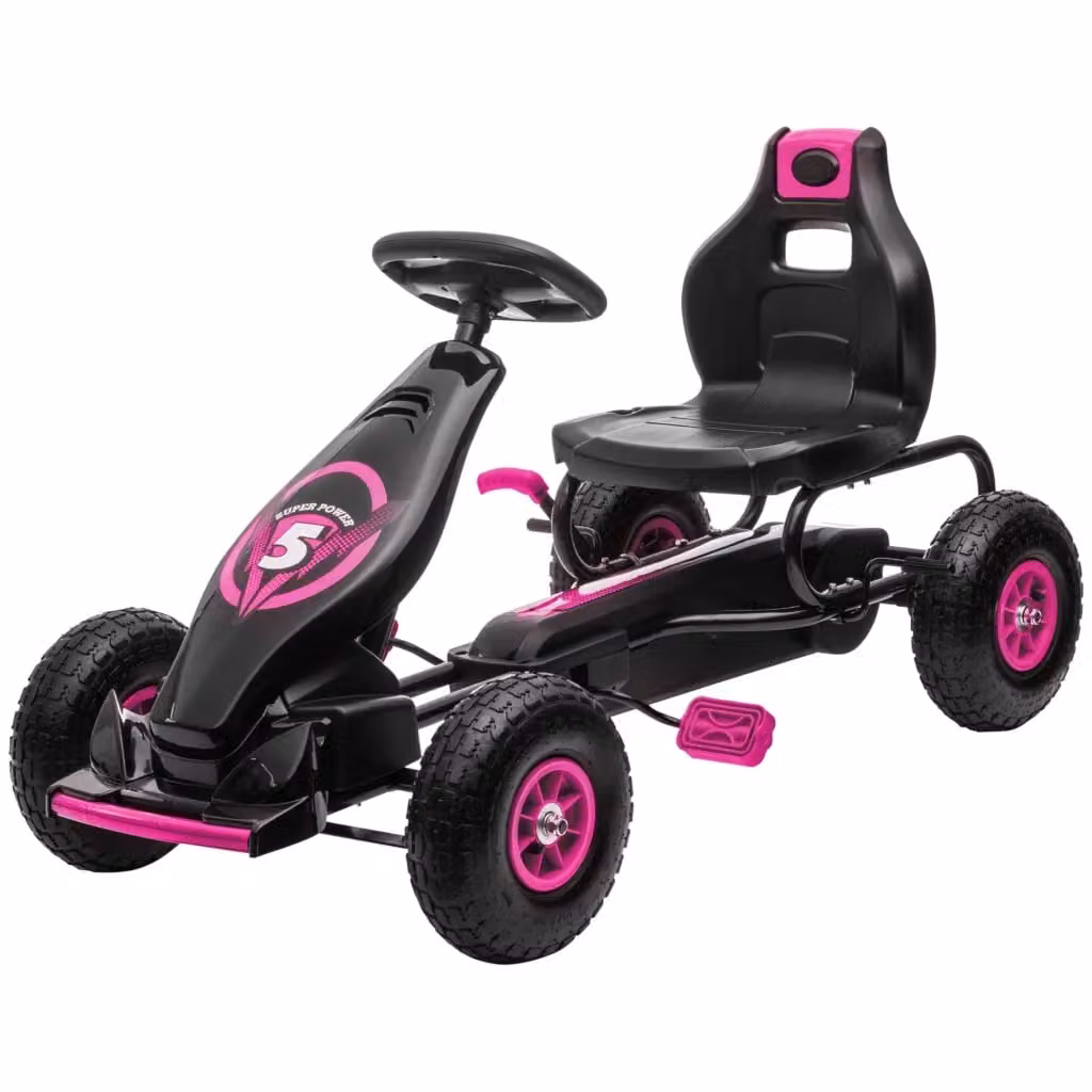 Go Kart a Pedali Minimal per Bambini in Metallo e PP, Rosa e Nero, L/P/H: 121 x 58 x 61 cm – 2